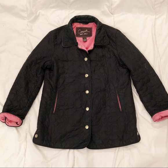 Coach Jackets & Blazers - COACH Classic Quilted Jacket in Black & Pink